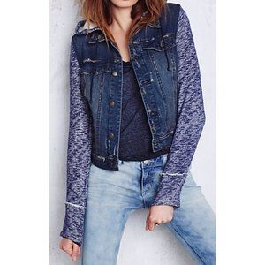 Free People Denim and Knit Hooded Jacket.  SZ XS